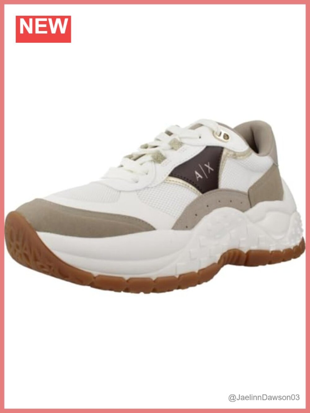 Armani Exchange Lace-Up Sneakers with Chunky Sole and Faux Leather